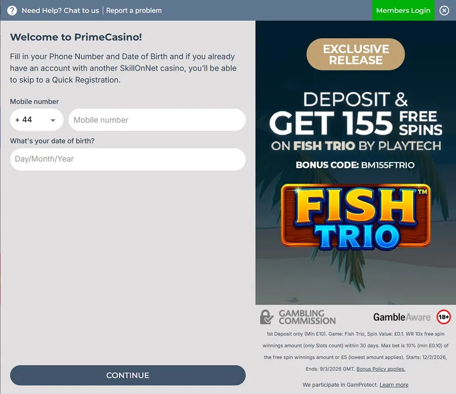 How to register at Prime Casino