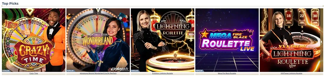 Prime Casino popular live games
